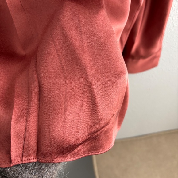 Vince 100% Silk Rust Orange Silk Blouse - Picture 4 of 11